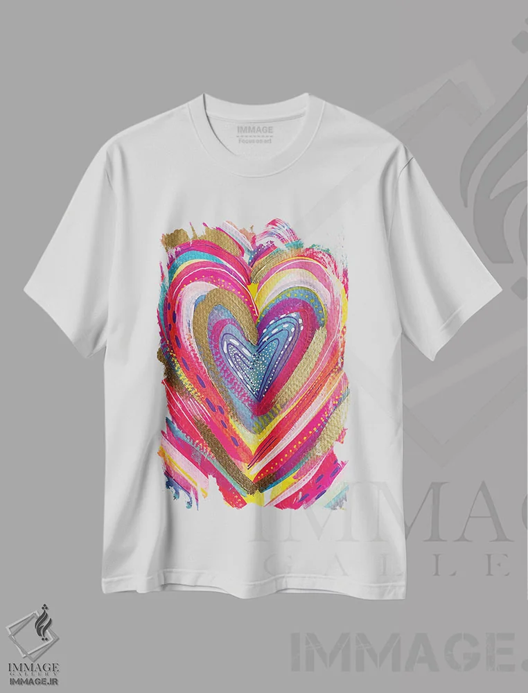 تیشرت سفید طرح دار قلب پرتوافشان III، مدیوم اثر اتاوی | immage.ir