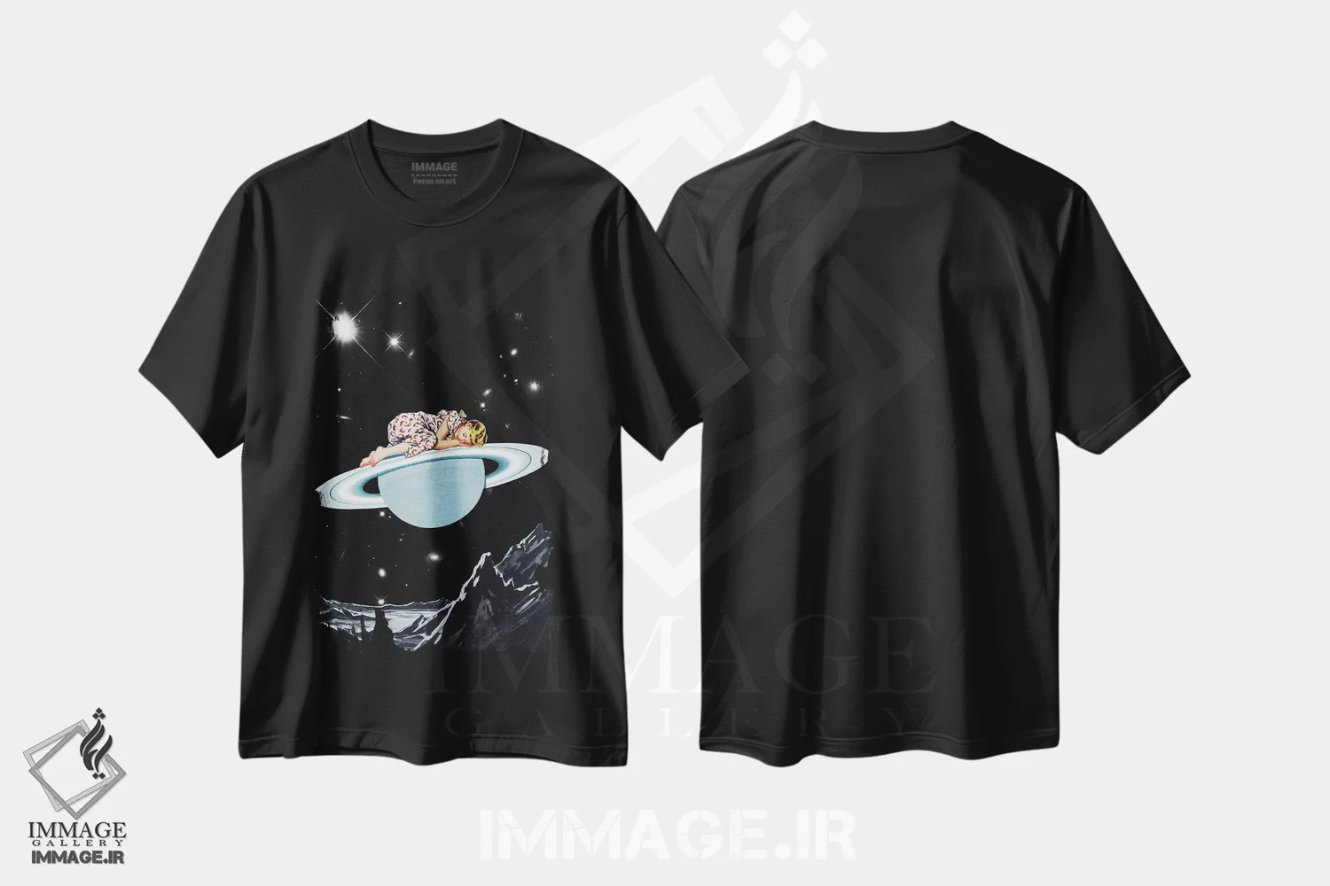 تیشرت مشکی طرح دار اوژینیا لولی، هنر فاخر معاصر اثر اوژینا لولی | فروشگاه ایماژ