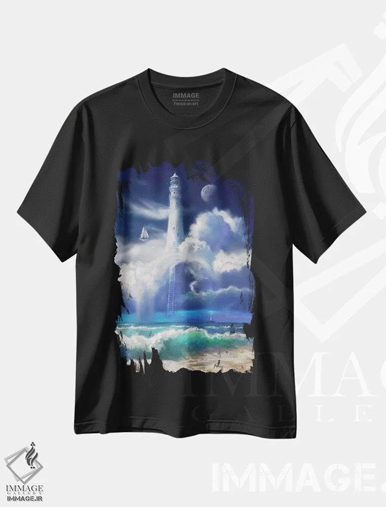 تیشرت مشکی طرح دار خیالی، تزئینی اثر آناستازیا اِوگرافوا | فروشگاه ایماژ
