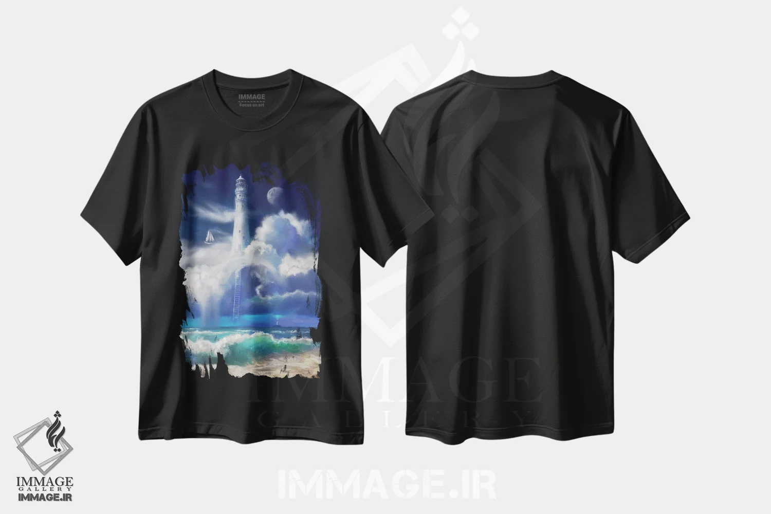 تیشرت مشکی طرح دار خیالی، تزئینی اثر آناستازیا اِوگرافوا | فروشگاه ایماژ
