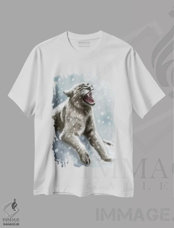تیشرت سفید طرح دار شیر غار، هنر دیجیتال اثر آناستازیا اِوگرافوا | فروشگاه ایماژ