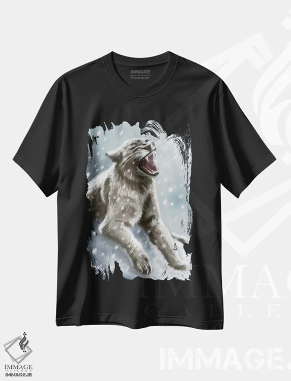 تیشرت مشکی طرح دار شیر غار، هنر دیجیتال اثر آناستازیا اِوگرافوا | immage.ir