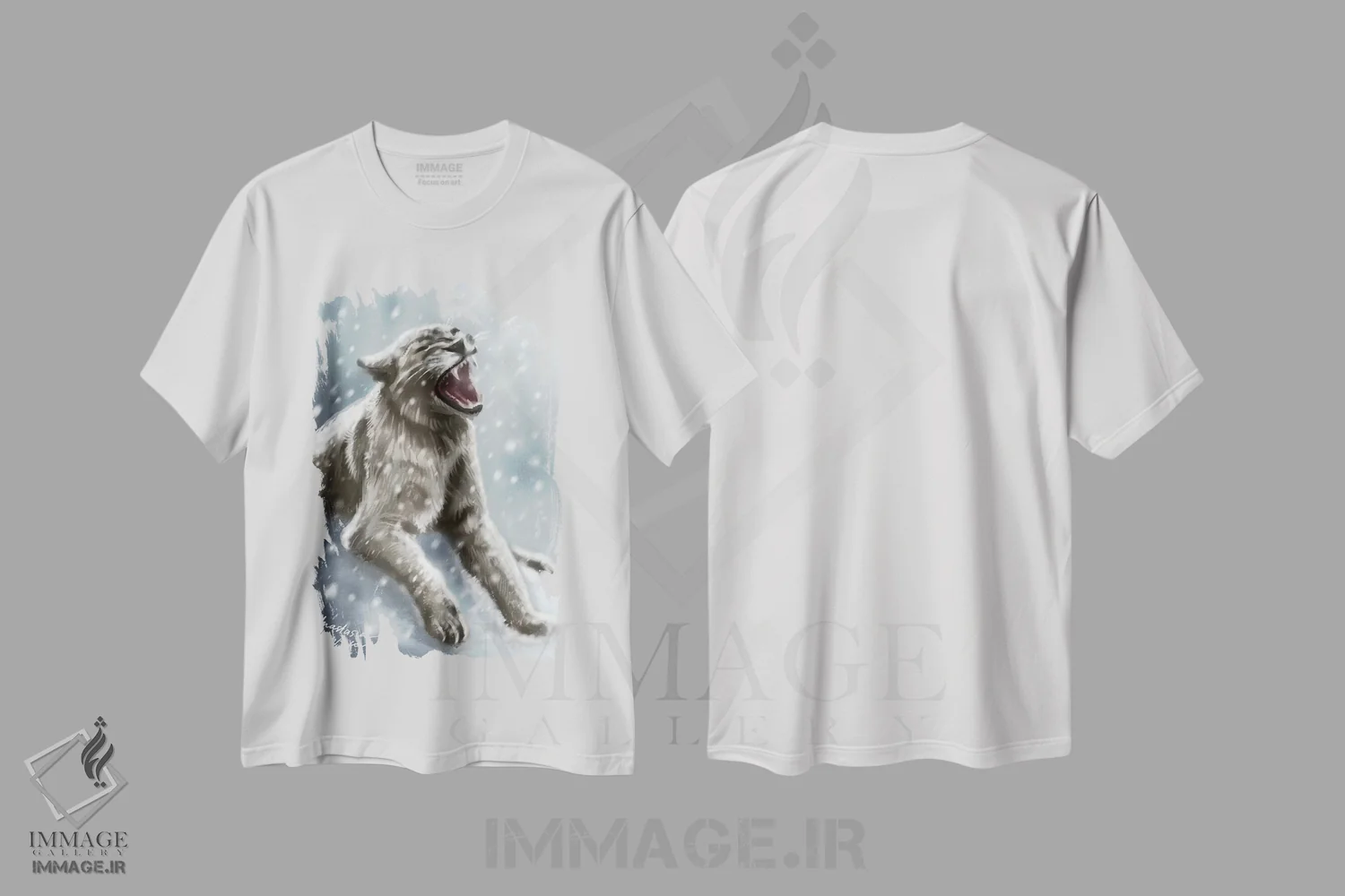تیشرت سفید طرح دار شیر غار، هنر دیجیتال اثر آناستازیا اِوگرافوا | فروشگاه ایماژ