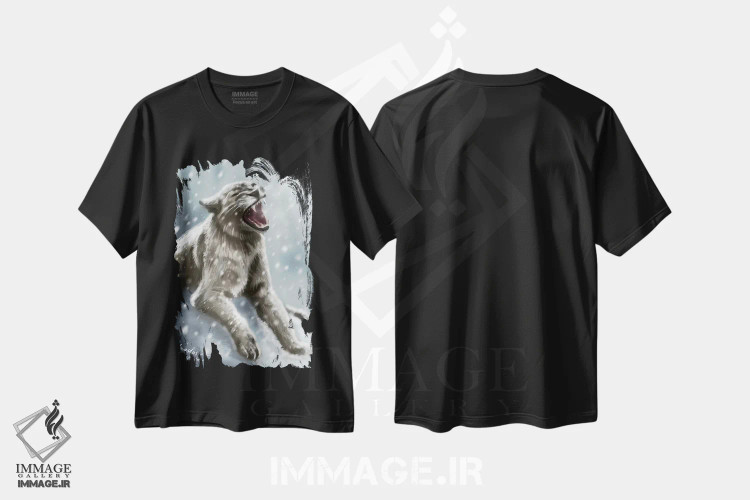 تیشرت مشکی طرح دار شیر غار، هنر دیجیتال اثر آناستازیا اِوگرافوا | immage.ir