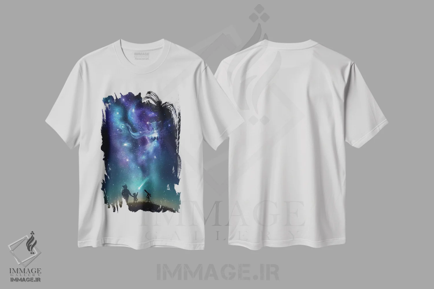 تیشرت سفید طرح دار ستارهٔ راهنما، هنر دیجیتال اثر آناستازیا اِوگرافوا | فروشگاه ایماژ