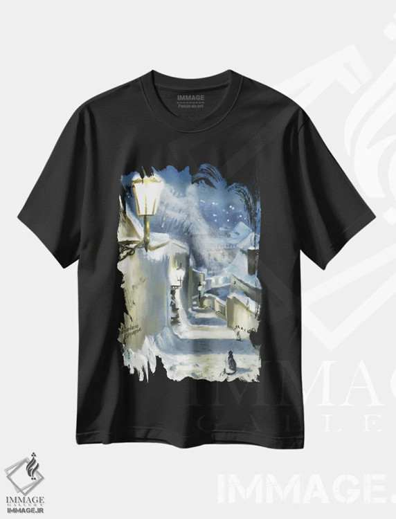 تیشرت مشکی طرح دار شبح زمستان پراگ، هنر دیجیتال اثر آناستازیا اِوگرافوا | immage.ir