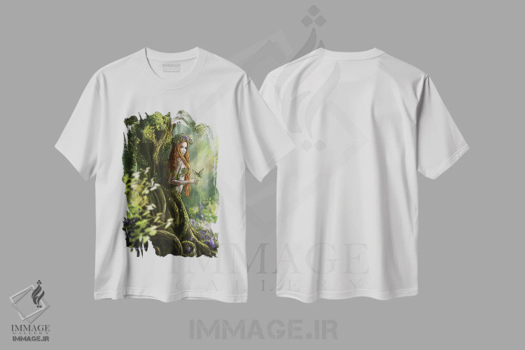 تیشرت سفید طرح دار درایاد، هنر دیجیتال اثر آناستازیا اِوگرافوا | فروشگاه ایماژ