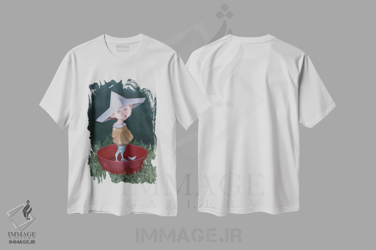 تیشرت سفید طرح دار مسافر، هنر فاخر معاصر اثر اوگنیا سارِه | immage.ir
