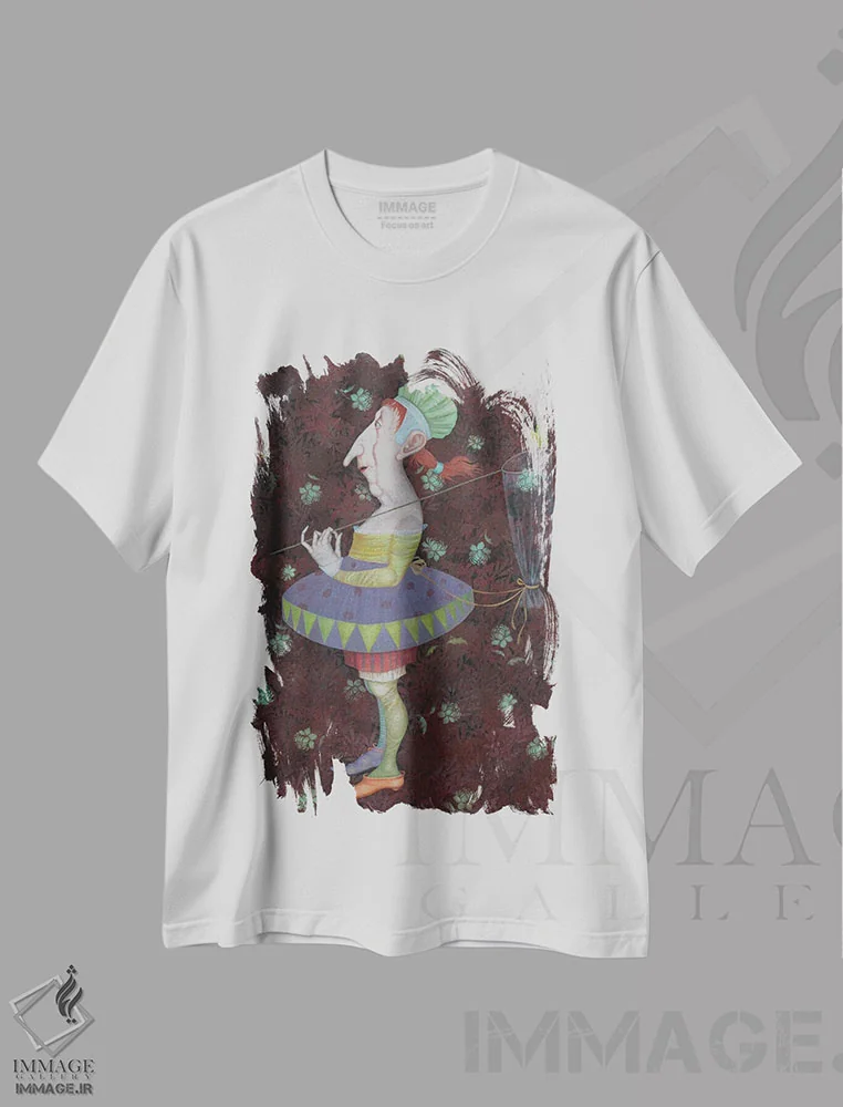 تیشرت سفید طرح دار پیاده روی پروانه ای، هنر فاخر معاصر اثر اوگنیا سارِه | immage.ir