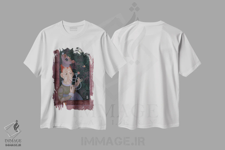 تیشرت سفید طرح دار آواز تابستانی، هنر فاخر معاصر اثر اوگنیا سارِه | immage.ir
