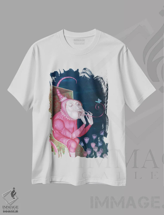 تیشرت سفید طرح دار دمنده، هنر فاخر معاصر اثر اوگنیا سارِه | immage.ir