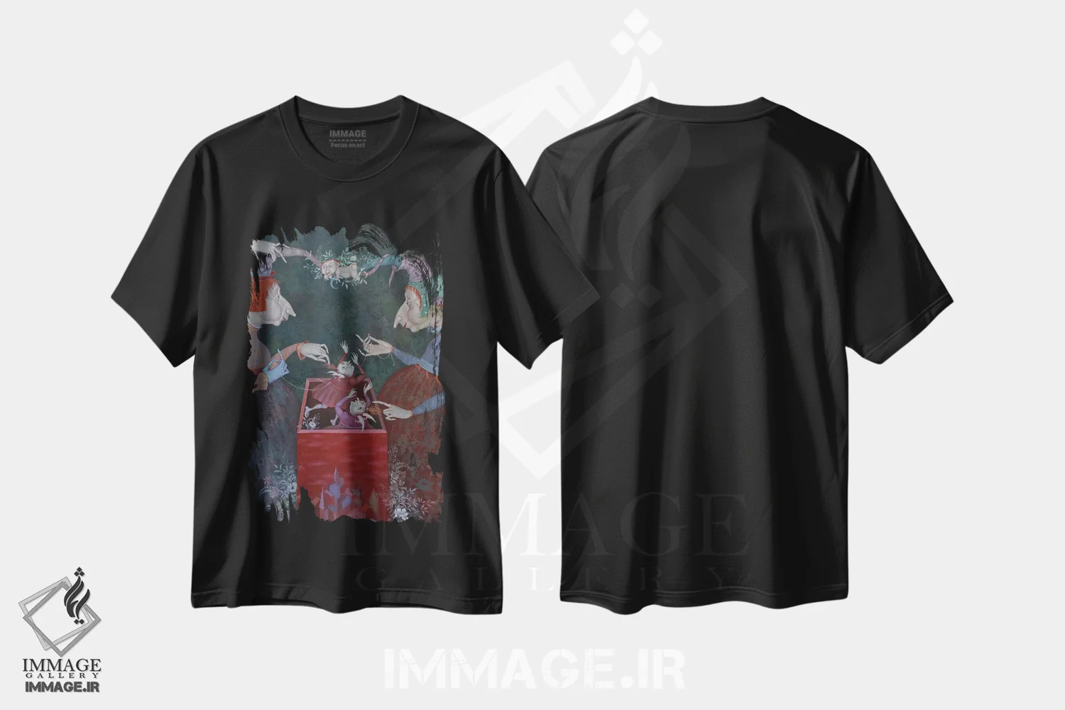 تیشرت مشکی طرح دار شب، هنر فاخر معاصر اثر اوگنیا سارِه | immage.ir