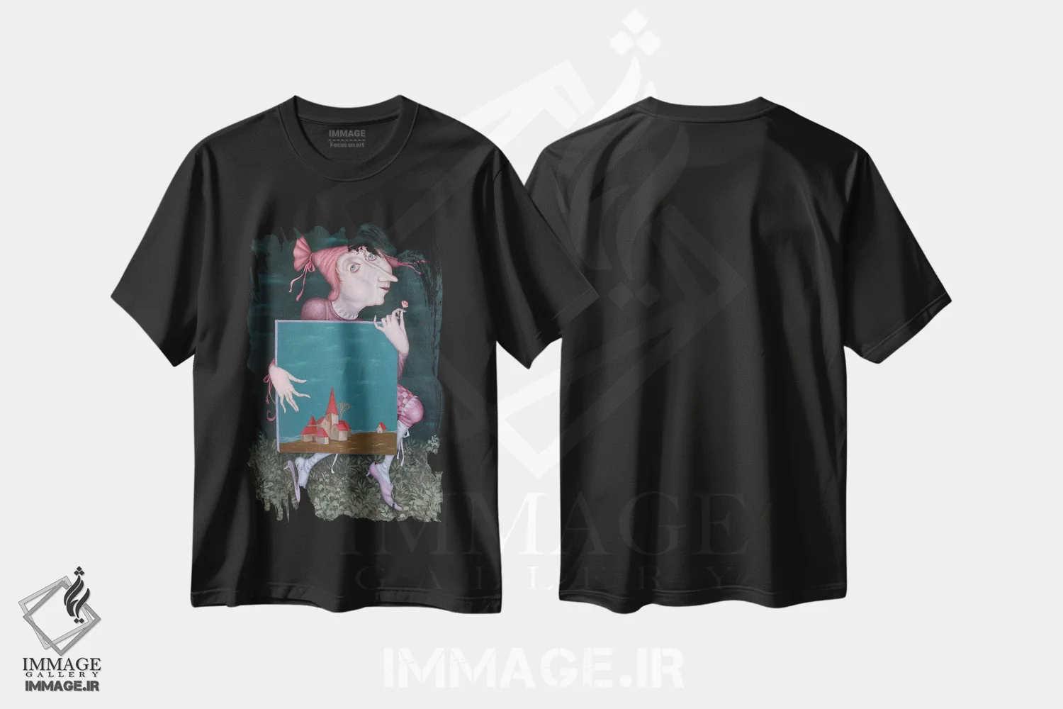 تیشرت مشکی طرح دار نقاش، هنر فاخر معاصر اثر اوگنیا سارِه | immage.ir