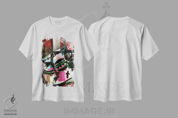 تیشرت سفید طرح دار تمساح، آبستره اثر اورِت اسپرویل | فروشگاه ایماژ