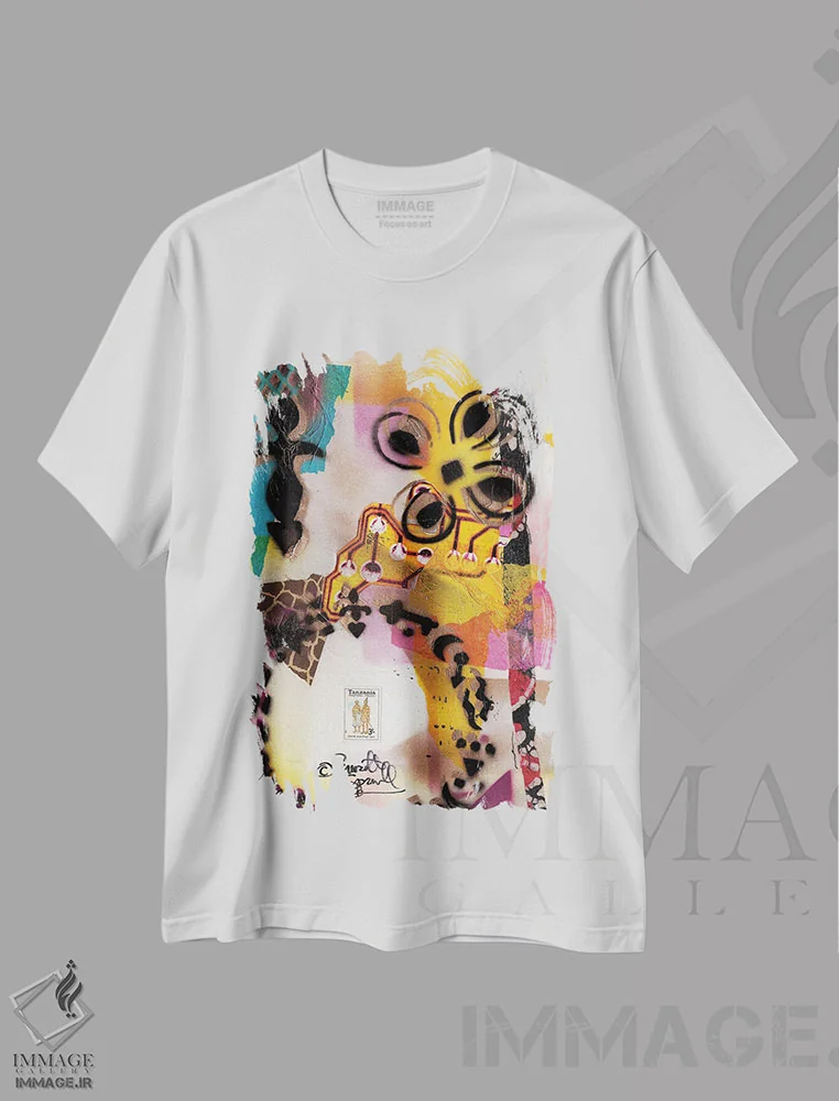 تیشرت سفید طرح دار یادمان فرهنگی، دکور آفریقایی اثر اورِت اسپرویل | فروشگاه ایماژ