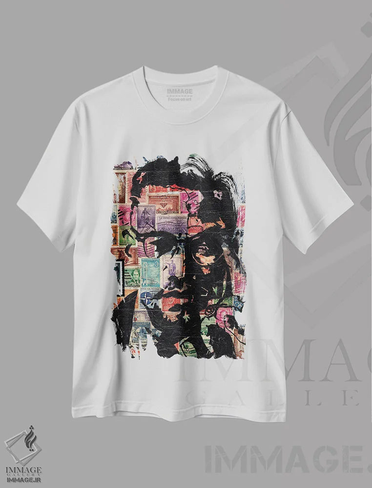 تیشرت سفید طرح دار مالکوم ایکس، هنر آمریکایی آفریقایی تبار اثر اورِت اسپرویل | فروشگاه ایماژ