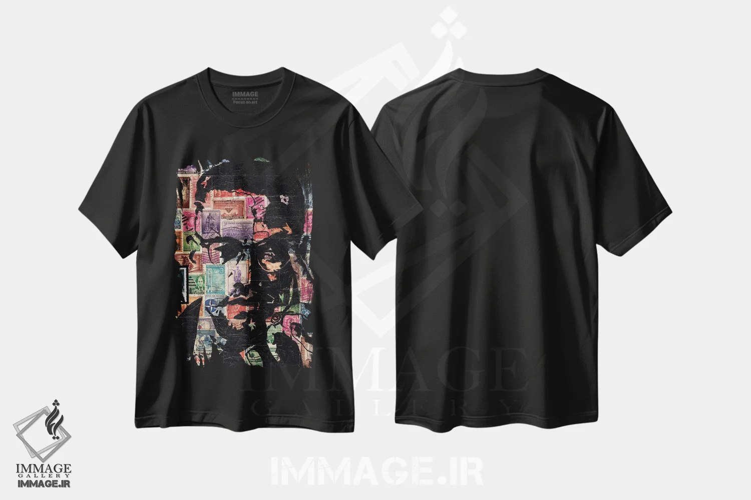 تیشرت مشکی طرح دار مالکوم ایکس، هنر آمریکایی آفریقایی تبار اثر اورِت اسپرویل | immage.ir