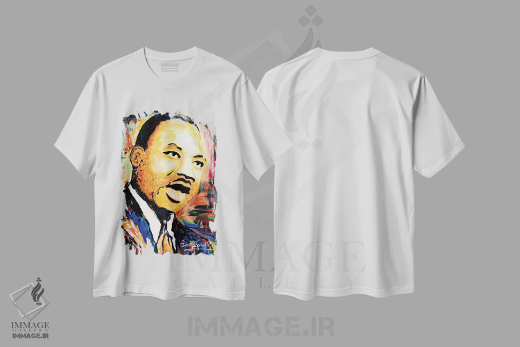 تیشرت سفید طرح دار دکتر مارتین لوتر کینگ جونیور، هنر آمریکایی آفریقایی تبار اثر اورِت اسپرویل | immage.ir