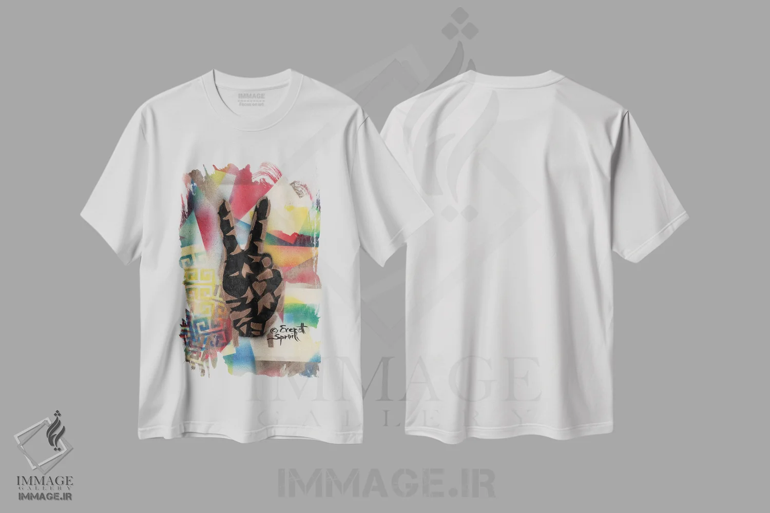 تیشرت سفید طرح دار صلح و عشق، مدیوم اثر اورِت اسپرویل | immage.ir