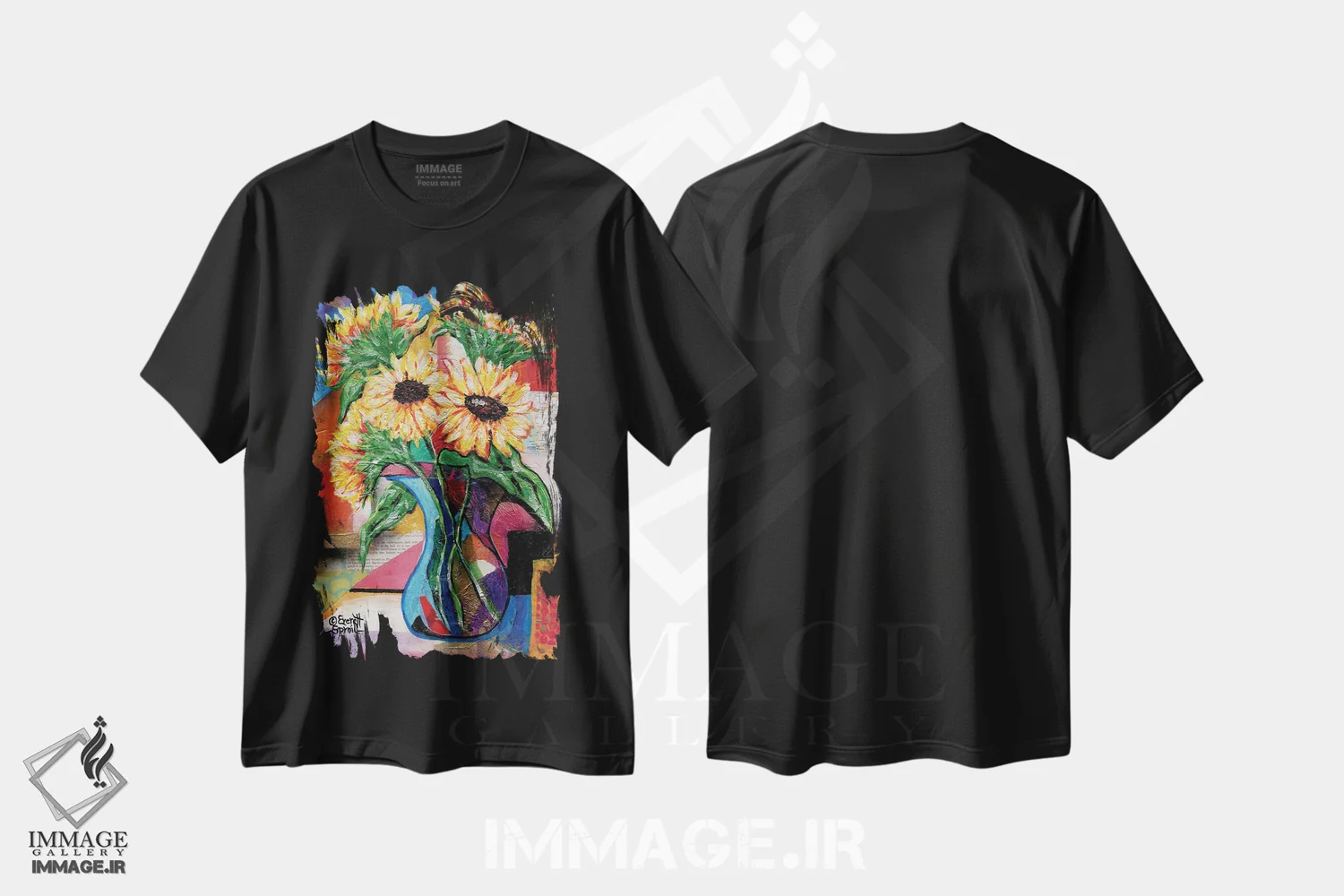 تیشرت مشکی طرح دار آفتابگردان ها برای آنتونیو، مدیوم اثر اورِت اسپرویل | فروشگاه ایماژ