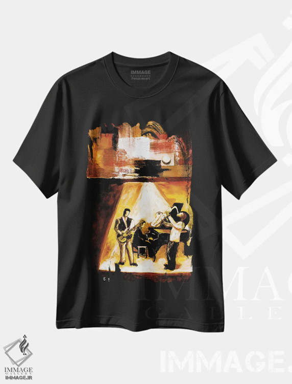 تیشرت مشکی طرح دار جاز مدرن شماره یک، تزئینی اثر اورِت اسپرویل | فروشگاه ایماژ