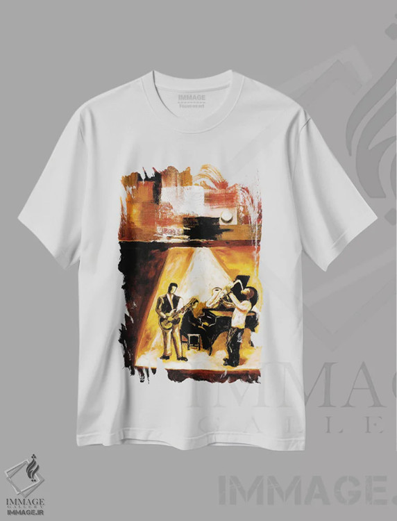 تیشرت سفید طرح دار جاز مدرن شماره یک، تزئینی اثر اورِت اسپرویل | immage.ir