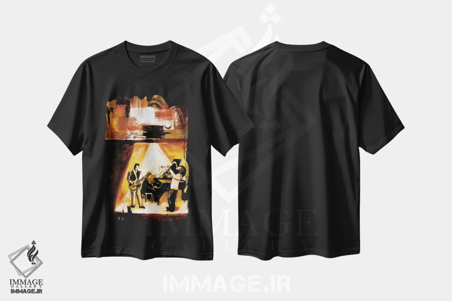 تیشرت مشکی طرح دار جاز مدرن شماره یک، تزئینی اثر اورِت اسپرویل | فروشگاه ایماژ