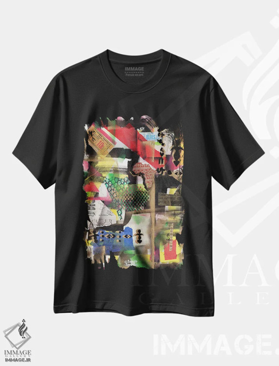 تیشرت مشکی طرح دار کلاژ آفریقایی اثر اورِت اسپرویل | فروشگاه ایماژ