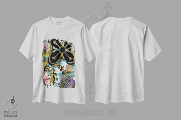 تیشرت سفید طرح دار وفور، آبستره اثر اورِت اسپرویل | فروشگاه ایماژ