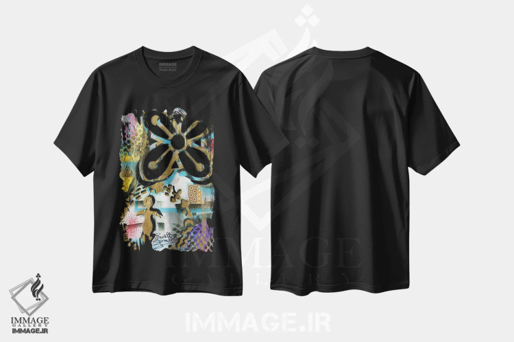 تیشرت مشکی طرح دار وفور، آبستره اثر اورِت اسپرویل | immage.ir