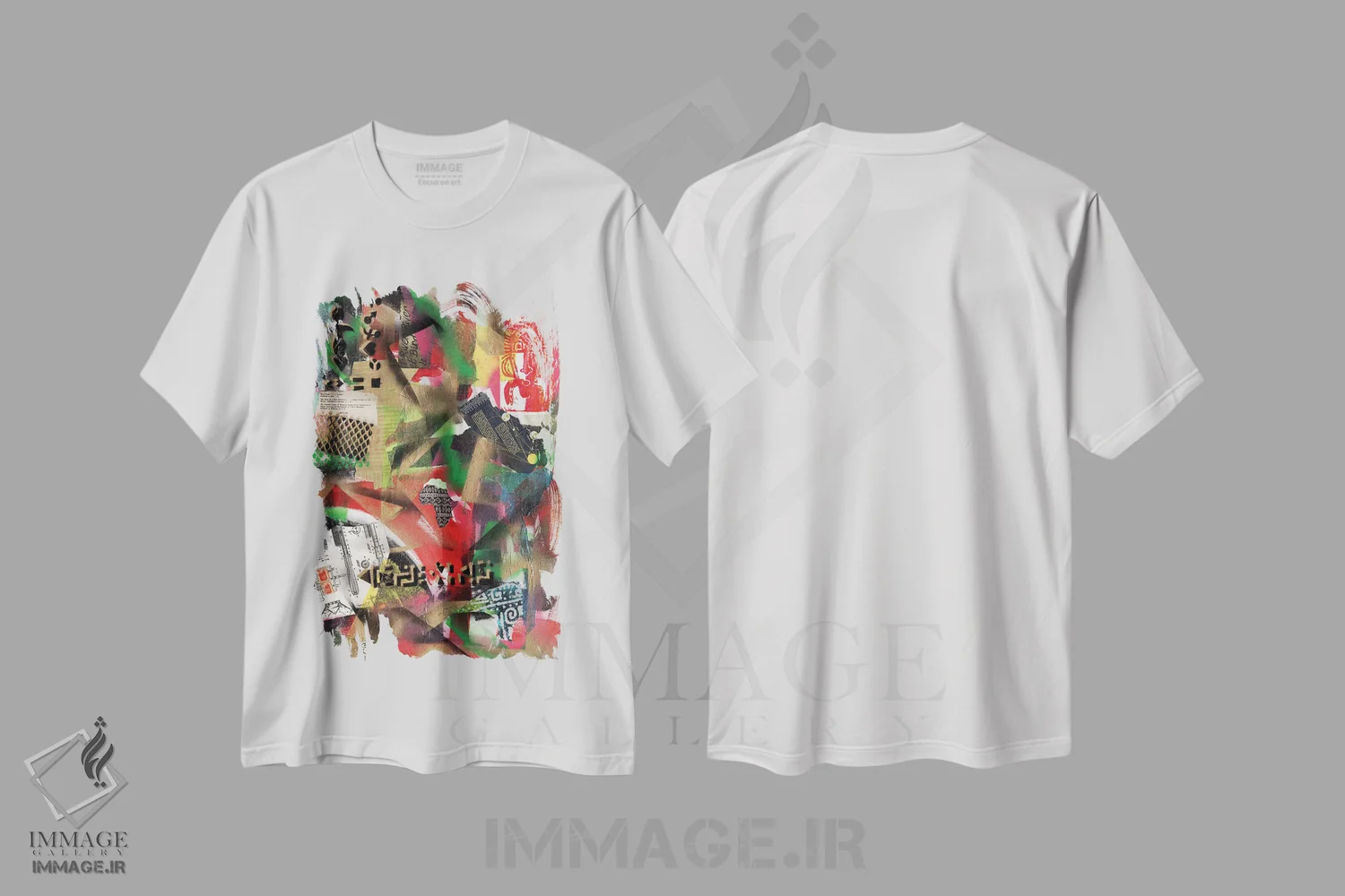 تیشرت سفید طرح دار کلاژ آفریقایی اثر اورِت اسپرویل | فروشگاه ایماژ