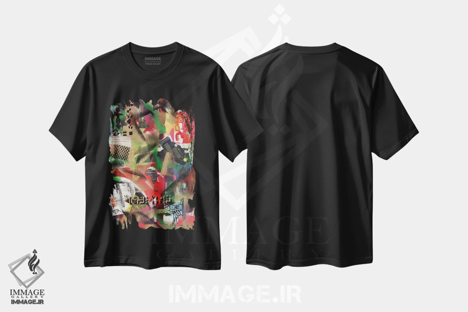 تیشرت مشکی طرح دار کلاژ آفریقایی اثر اورِت اسپرویل | immage.ir