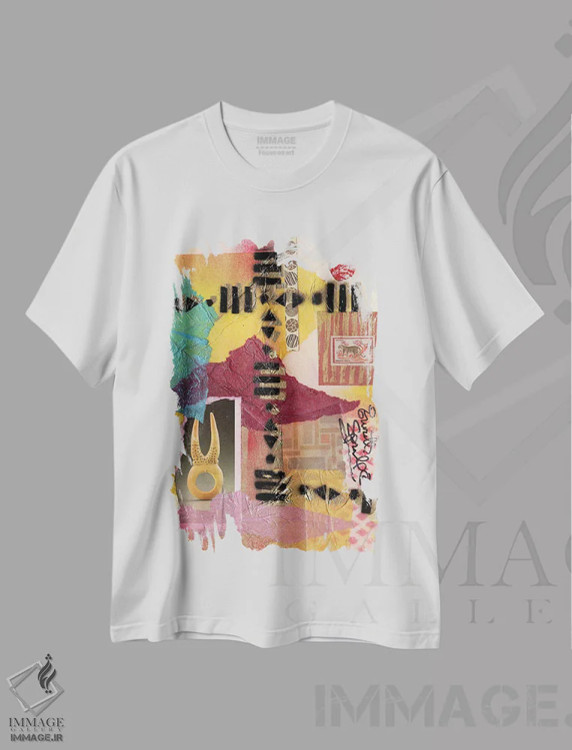 تیشرت سفید طرح دار کلاژ آفریقایی، آبستره اثر اورِت اسپرویل | فروشگاه ایماژ