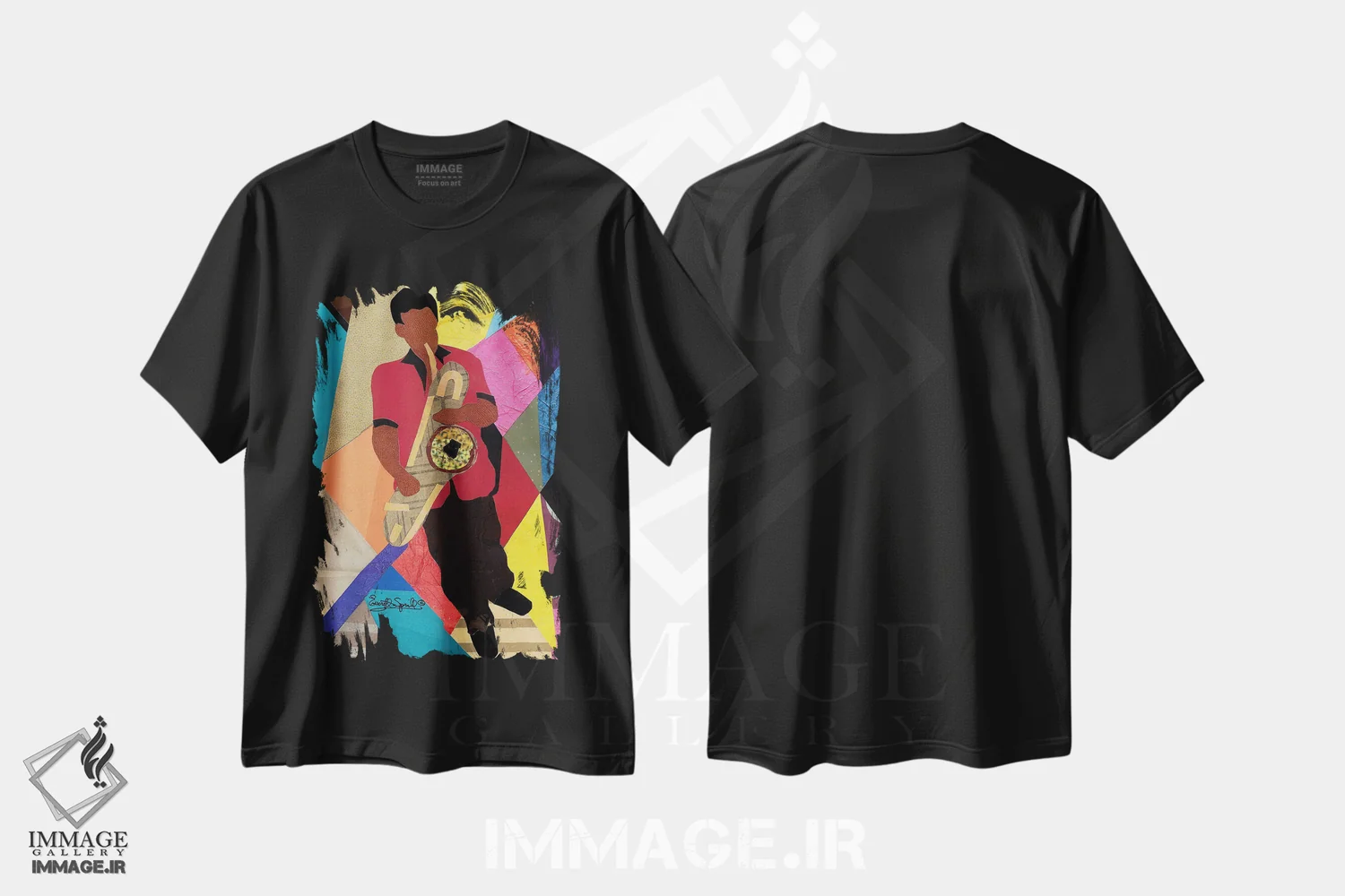 تیشرت مشکی طرح دار در حال و هوای احساساتی، هنر آمریکایی آفریقایی تبار اثر اورِت اسپرویل | immage.ir