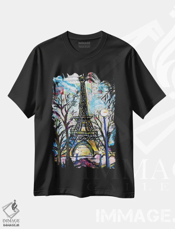 تیشرت مشکی طرح دار برج ایفل، تزئینی اثر اورِت اسپرویل | immage.ir