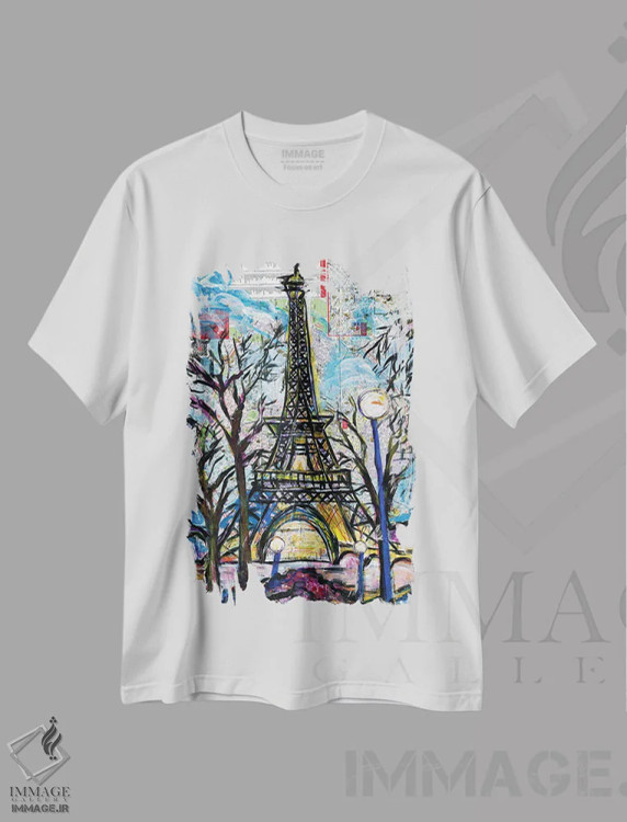 تیشرت سفید طرح دار برج ایفل، تزئینی اثر اورِت اسپرویل | فروشگاه ایماژ