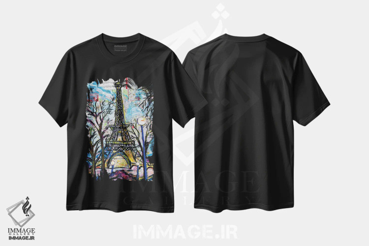 تیشرت مشکی طرح دار برج ایفل، تزئینی اثر اورِت اسپرویل | immage.ir
