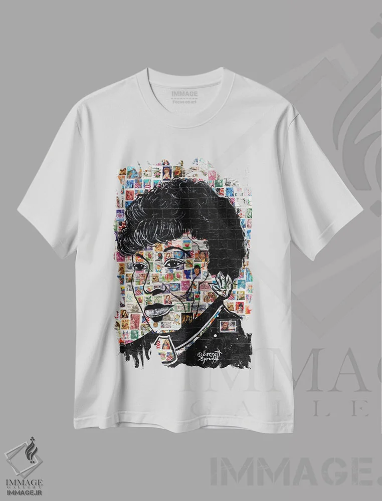 تیشرت سفید طرح دار زورا نیل هرستون، هنر آمریکایی آفریقایی تبار اثر اورِت اسپرویل | فروشگاه ایماژ