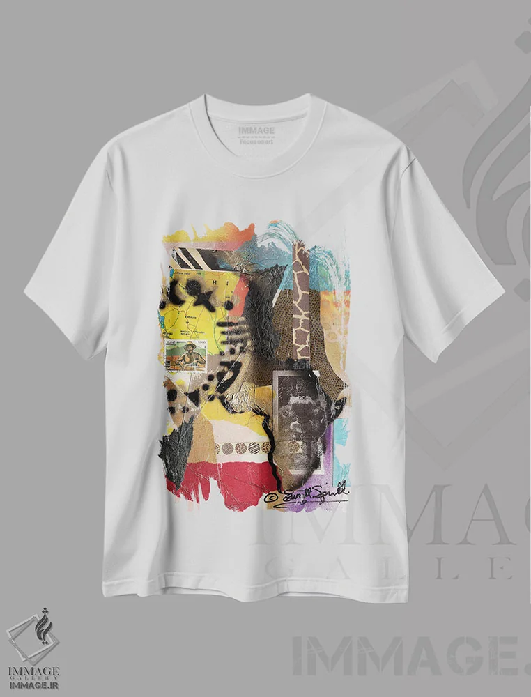 تیشرت سفید طرح دار کلاژ آفریقایی اثر اورِت اسپرویل | immage.ir