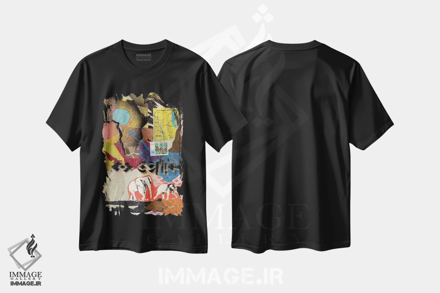 تیشرت مشکی طرح دار کلاژ آفریقایی اثر اورِت اسپرویل | immage.ir