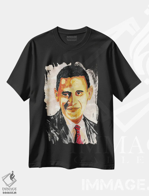 تیشرت مشکی طرح دار باراک اوباما، هنر آمریکایی آفریقایی تبار اثر اورِت اسپرویل | immage.ir