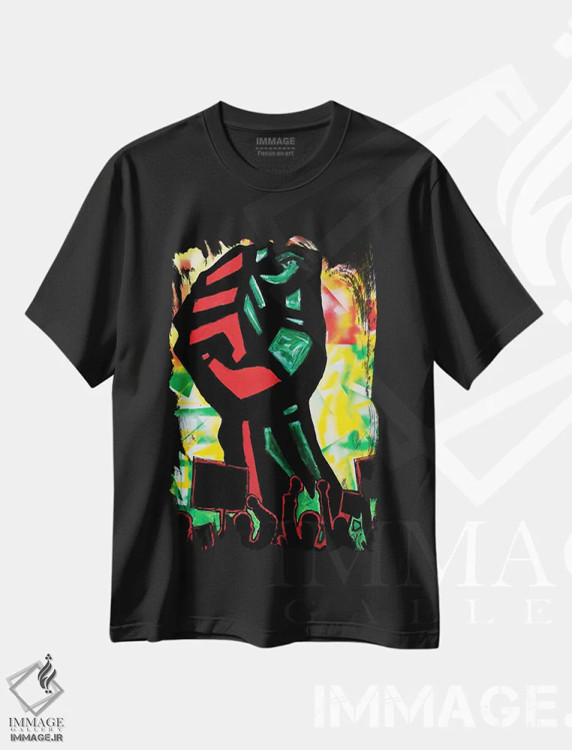 تیشرت مشکی طرح دار قدرت سیاه پوستان، دکور آفریقایی اثر اورِت اسپرویل | فروشگاه ایماژ