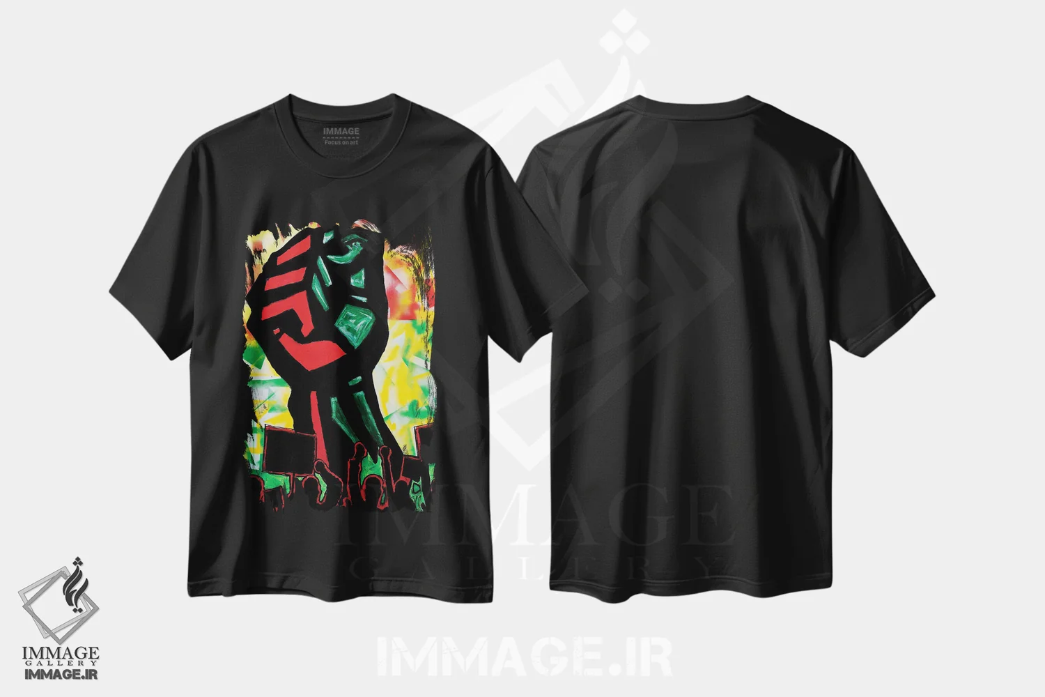 تیشرت مشکی طرح دار قدرت سیاه پوستان، دکور آفریقایی اثر اورِت اسپرویل | فروشگاه ایماژ