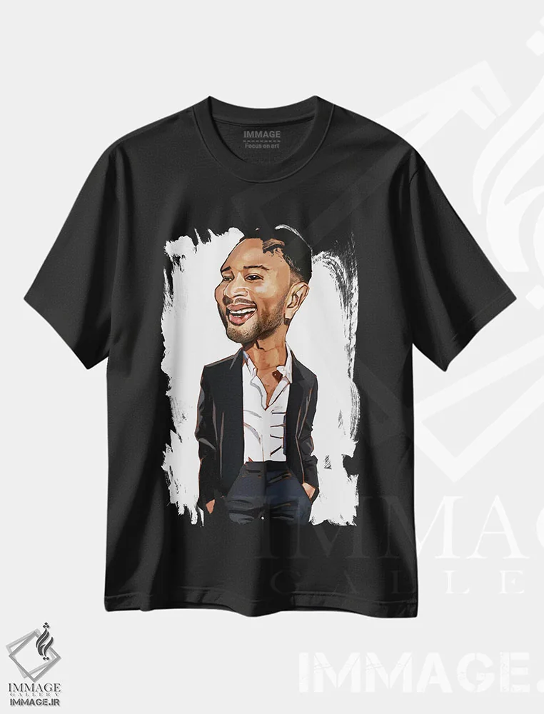 تیشرت مشکی طرح دار جان لجند، هنر آمریکایی آفریقایی تبار اثر ایوان ویلیامز | immage.ir