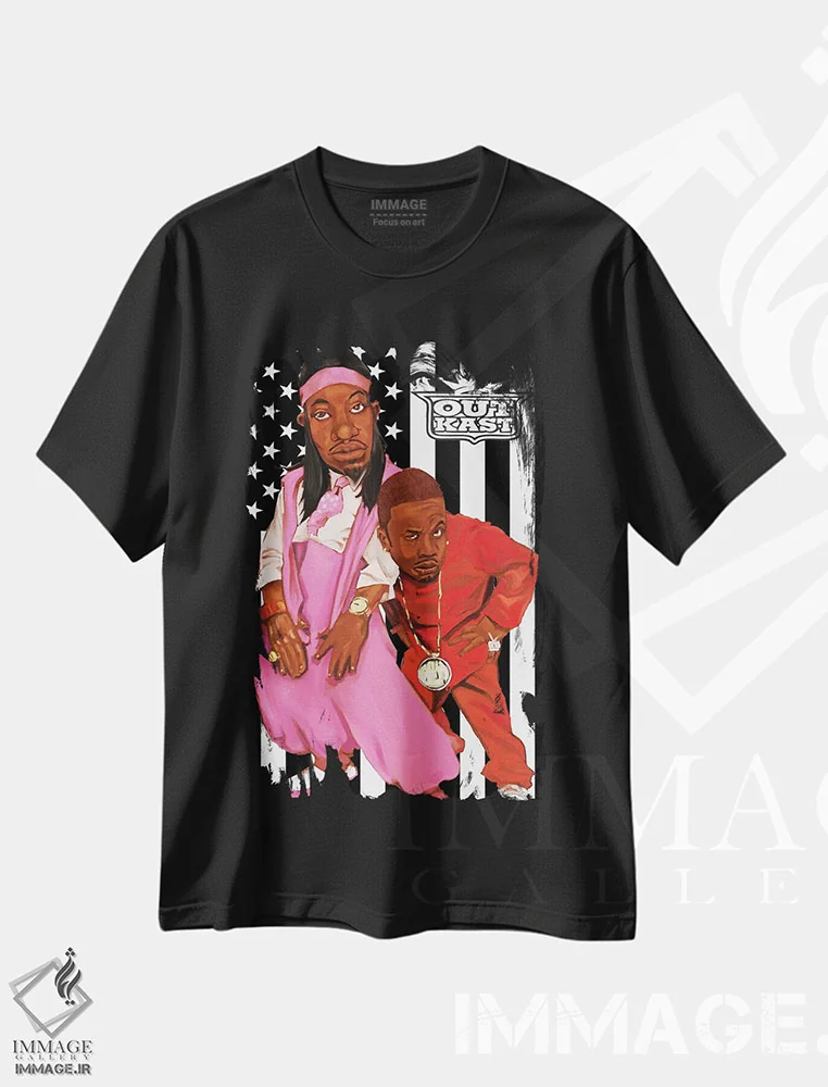 تیشرت مشکی طرح دار اوت کست، هنر آمریکایی آفریقایی تبار اثر ایوان ویلیامز | فروشگاه ایماژ