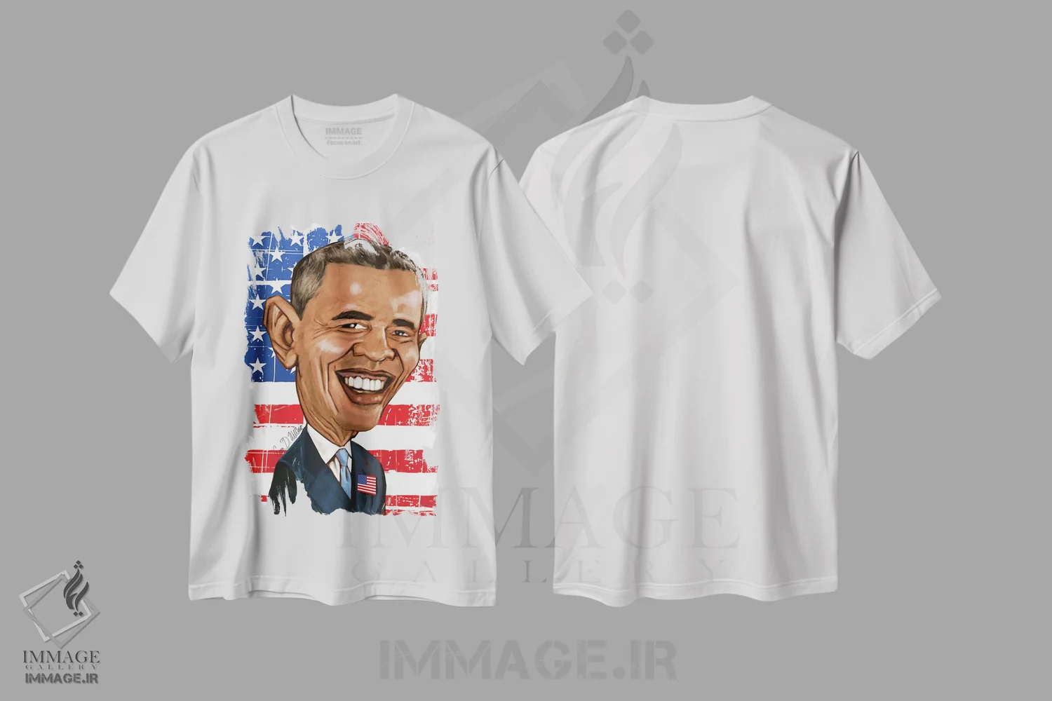 تیشرت سفید طرح دار اوباما، هنر آمریکایی آفریقایی تبار اثر ایوان ویلیامز | فروشگاه ایماژ