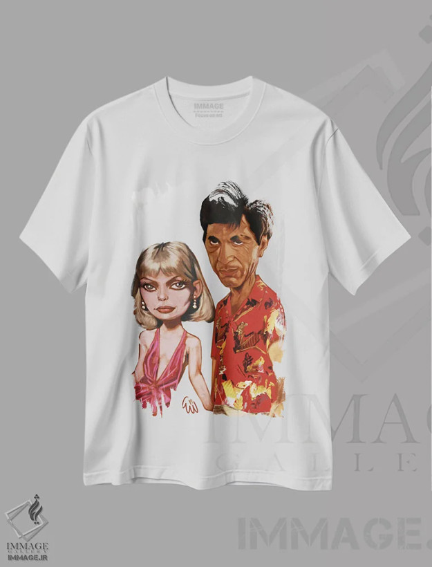 تیشرت سفید طرح دار اسکارفیس، تزئینی اثر ایوان ویلیامز | فروشگاه ایماژ