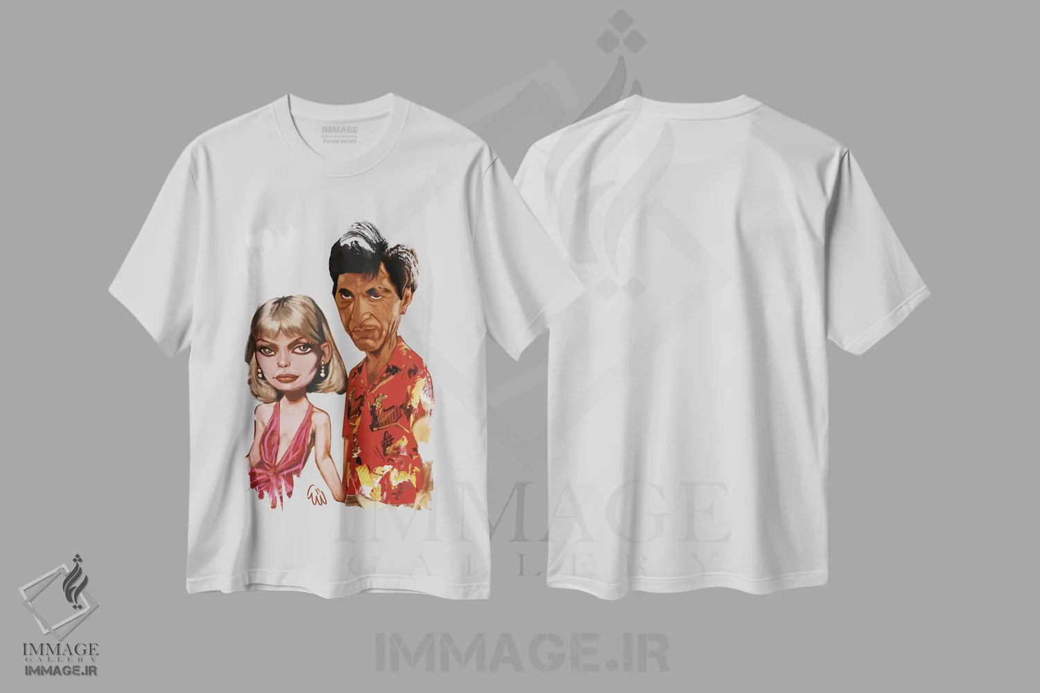 تیشرت سفید طرح دار اسکارفیس، تزئینی اثر ایوان ویلیامز | فروشگاه ایماژ