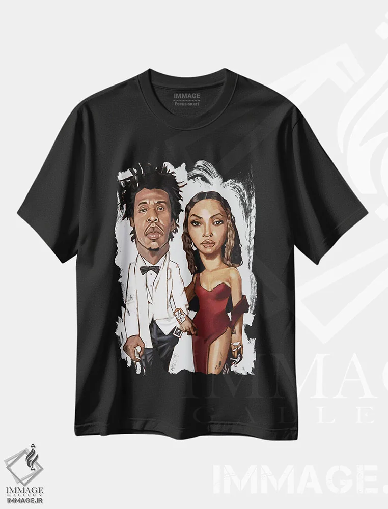 تیشرت مشکی طرح دار خانواده کارتر، هنر آمریکایی آفریقایی تبار اثر ایوان ویلیامز | فروشگاه ایماژ