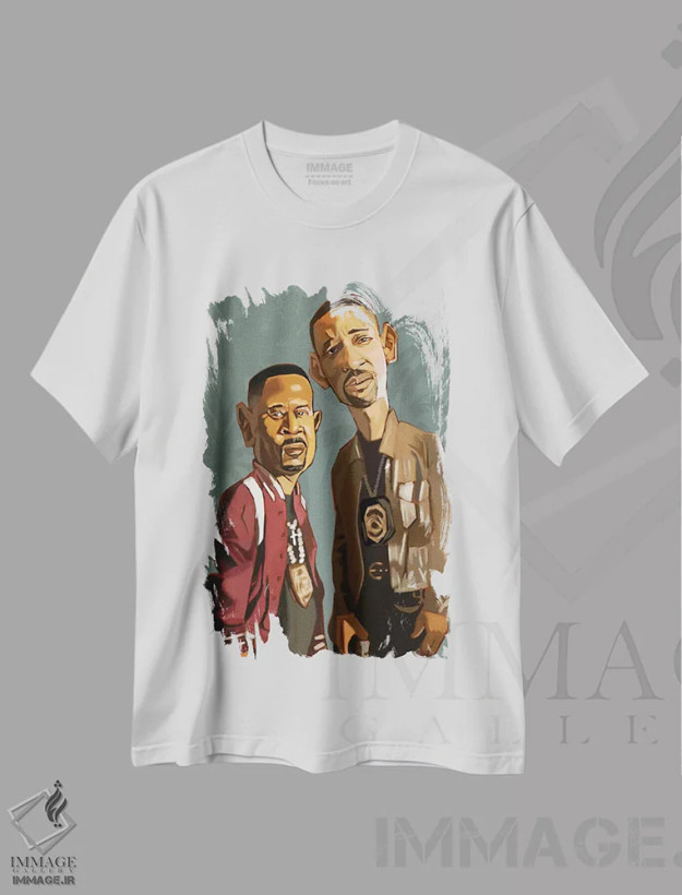 تیشرت سفید طرح دار بَد بویز فور لایف، هنر آمریکایی آفریقایی تبار اثر ایوان ویلیامز | فروشگاه ایماژ